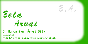 bela arvai business card