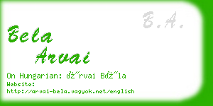 bela arvai business card